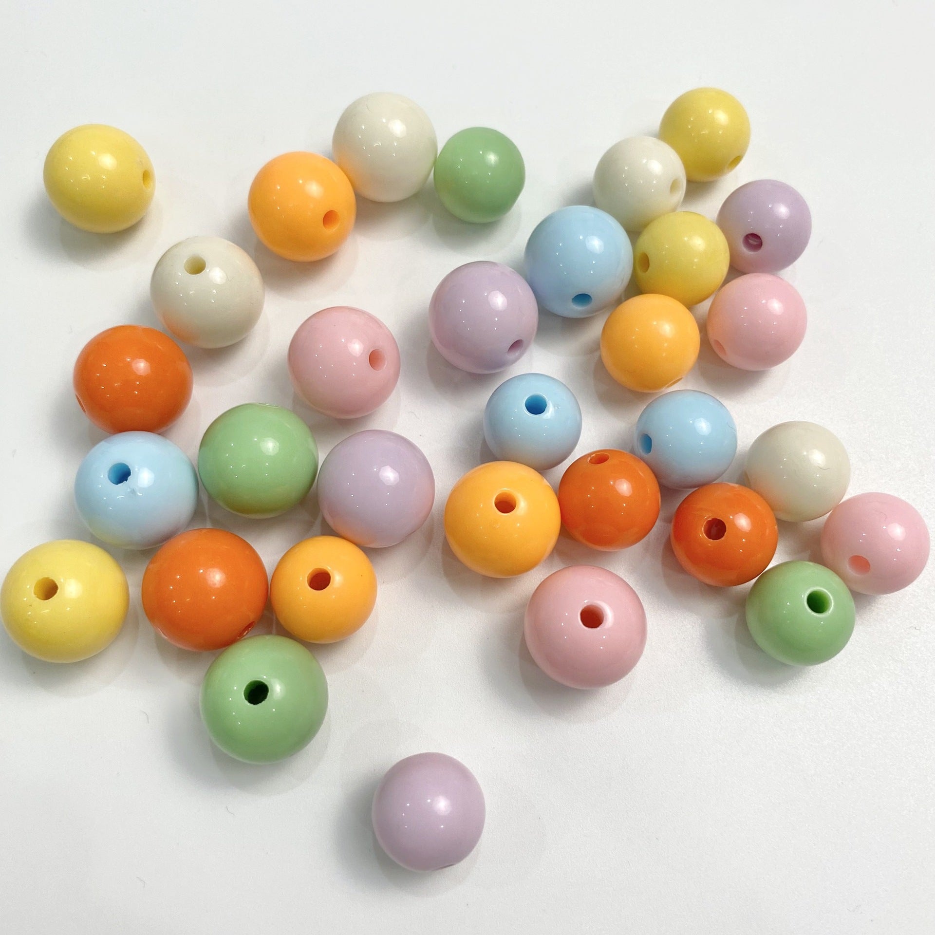 Wholesale 10pcs/pack Creamy Straight Hole Solid Color Round Beads